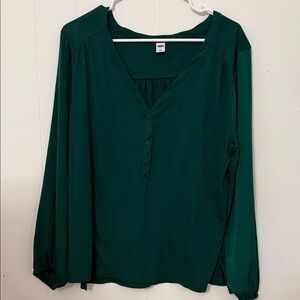 Old Navy Deep Green V-Neck Blouse